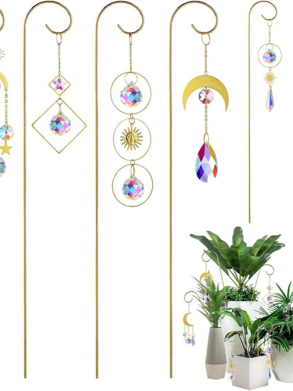6pcs Crystal Suncatchers,Plant Sun Catchers with Small Trellis for Potted